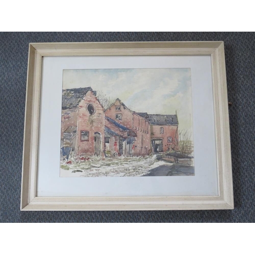 73 - ELIZABETH FORD (XX). Staffordshire artist, study of derelict farm buildings, signed lower left, wate... 