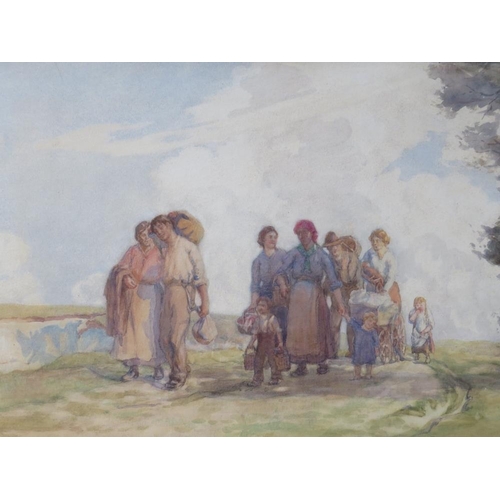 90 - CECIL ROSS BURNETT (1872-1933). 'Travellers on the road to Donegal' see verso, signed lower left, wa... 