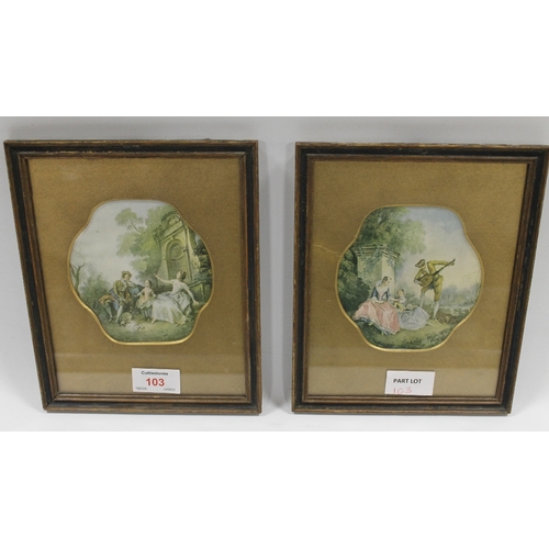 103 - AFTER NICHOLAS LANCRET (1690 - 1743). French school, 'Innocence' & 'The Music Lesson' see verso, eng... 