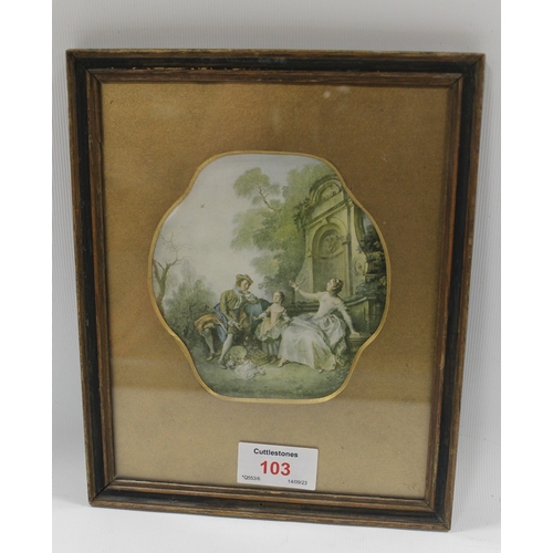 103 - AFTER NICHOLAS LANCRET (1690 - 1743). French school, 'Innocence' & 'The Music Lesson' see verso, eng... 