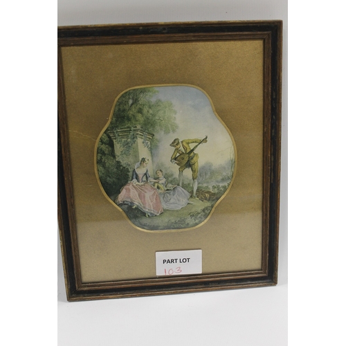 103 - AFTER NICHOLAS LANCRET (1690 - 1743). French school, 'Innocence' & 'The Music Lesson' see verso, eng... 