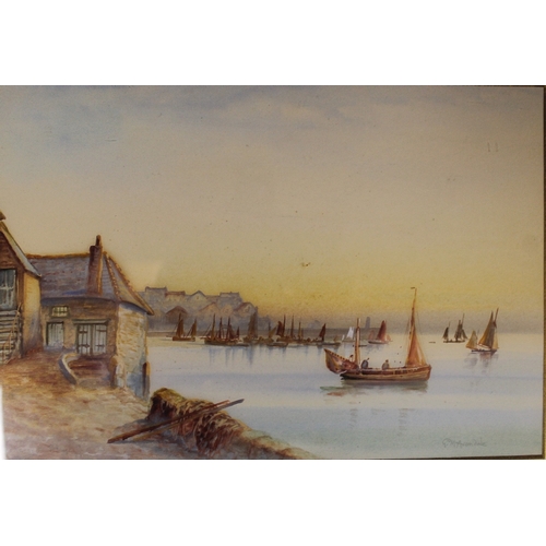 81 - G.M. ARONDALE (act. 1900-1930). Four St Ives Scenes, signed and tilted, watercolour, gilt framed and... 