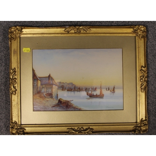81 - G.M. ARONDALE (act. 1900-1930). Four St Ives Scenes, signed and tilted, watercolour, gilt framed and... 