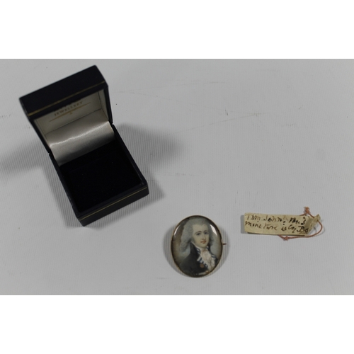 98 - BONE?. Georgian portrait miniature of a man with black jacket and white cravat, named 'May Mayor of ... 