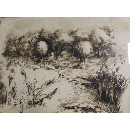 87 - ATTRIBUTED TO MICHAEL AYRTON (1921-1975). See labels and inscription verso, impressionist wooded lan... 