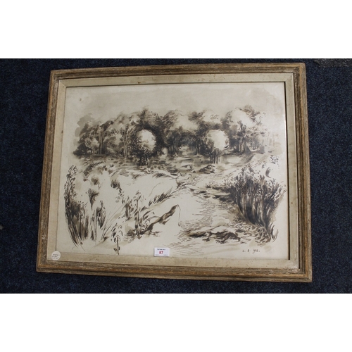 87 - ATTRIBUTED TO MICHAEL AYRTON (1921-1975). See labels and inscription verso, impressionist wooded lan... 