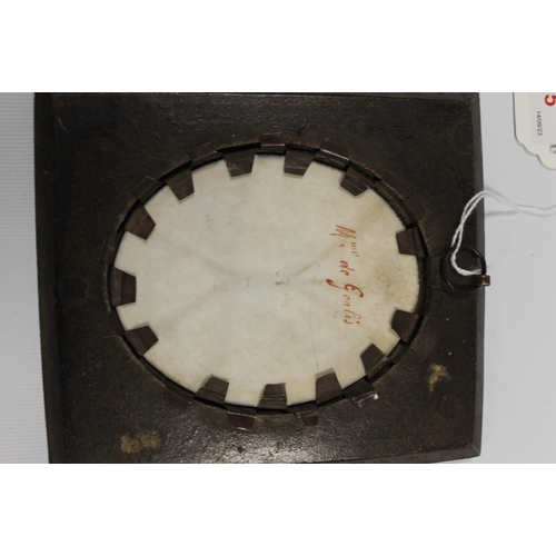 95 - A 19TH CENTURY OVAL PORTRAIT STUDY OF MADAME DE GENLIS, (see verso), on ceramic panel, unsigned, fra... 