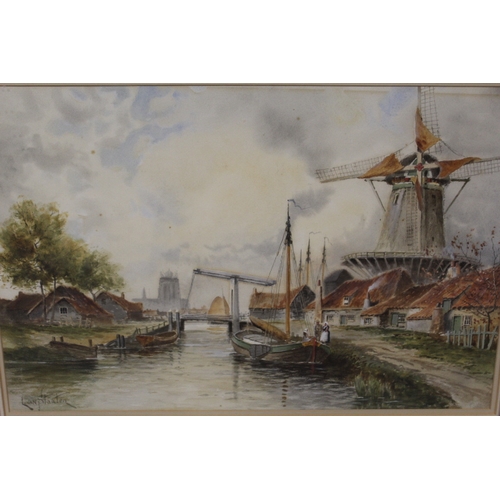 86 - LOUIS VAN STAATEN (XIX-XX). Dutch school, a pair of Dutch river scenes with towns, figures and boats... 