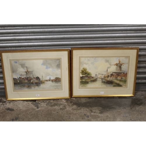 86 - LOUIS VAN STAATEN (XIX-XX). Dutch school, a pair of Dutch river scenes with towns, figures and boats... 