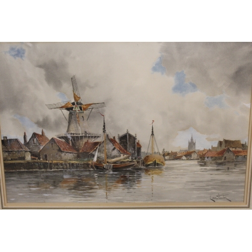 86 - LOUIS VAN STAATEN (XIX-XX). Dutch school, a pair of Dutch river scenes with towns, figures and boats... 