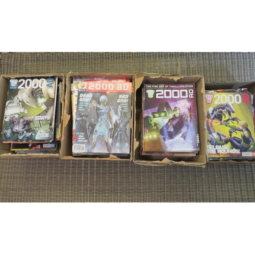 105 - EIGHT BOXES OF 2000AD JUDGE DRESS COMICS AND MAGAZINES FROM MIXED ERAS TO INCLUDE 1990, 1995, 2001, ... 