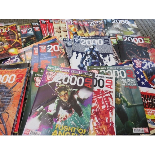 105 - EIGHT BOXES OF 2000AD JUDGE DRESS COMICS AND MAGAZINES FROM MIXED ERAS TO INCLUDE 1990, 1995, 2001, ... 