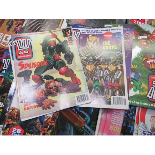 105 - EIGHT BOXES OF 2000AD JUDGE DRESS COMICS AND MAGAZINES FROM MIXED ERAS TO INCLUDE 1990, 1995, 2001, ... 