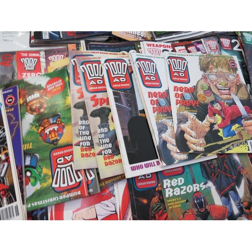 105 - EIGHT BOXES OF 2000AD JUDGE DRESS COMICS AND MAGAZINES FROM MIXED ERAS TO INCLUDE 1990, 1995, 2001, ... 