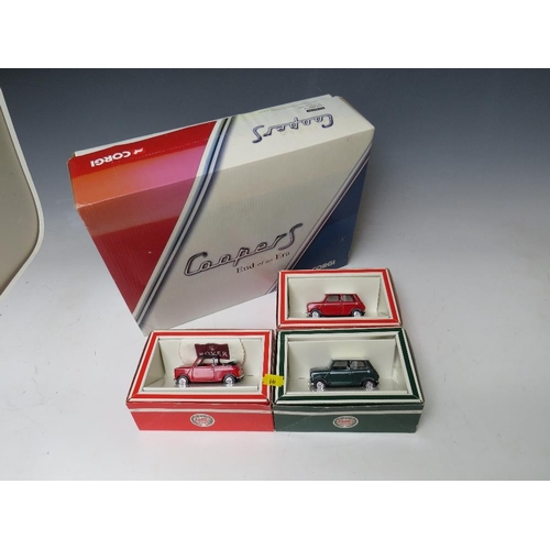 111 - BOXED CORGI MINI COOPER S THREE PIECE SET 99109, together with three limited edition boxed Mini Coop... 