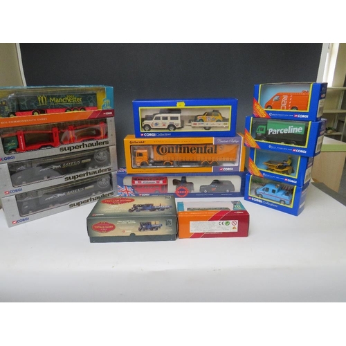 112 - A COLLECTION OF THIRTEEN BOXED CORGI VEHICLES, to include 1:50 scale MAN Continental curtainside 758... 