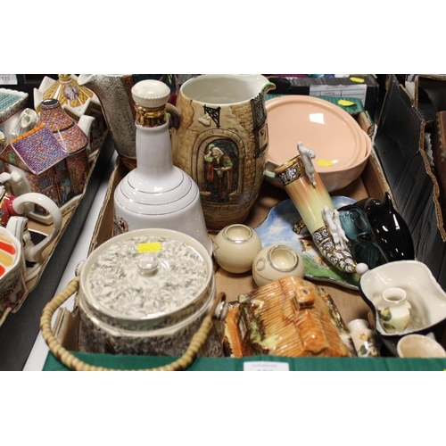 122 - A TRAY OF CERAMICS TO INCLUDE BESWICK JUGS