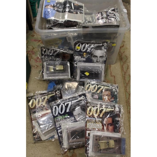 139 - A BOX OF MOSTLY SEALED JAMES BOND CAR COLLECTION MODELS