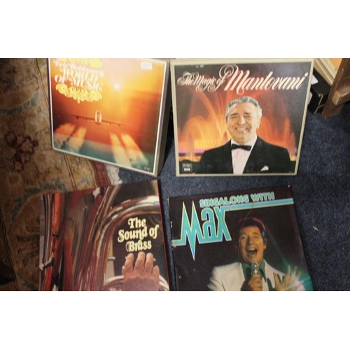 163 - TWO TRAYS OF ASSORTED LP RECORDS TO INCLUDE DUKE ELLINGTON , BILL HAYLEY ETC