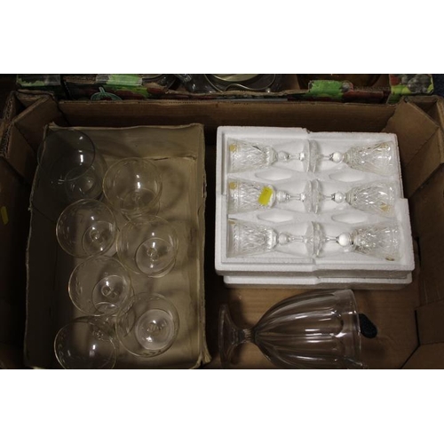 169 - FIVE TRAYS OF ASSORTED GLASSWARE