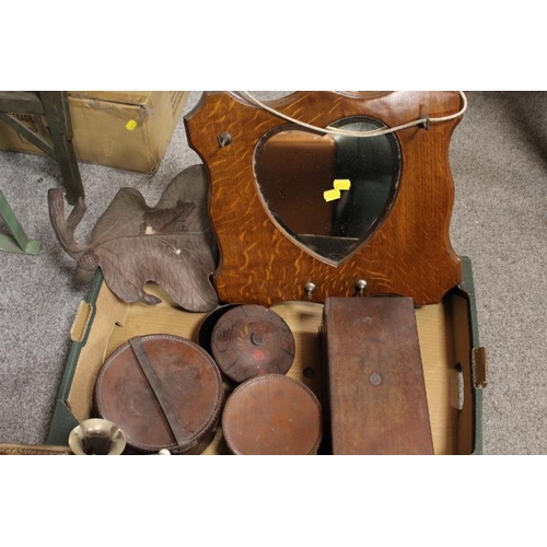 178 - TWO TRAY OF ASSORTED COLLECTABLES TO INCLUDE TREEN. BINOCULARS ETC