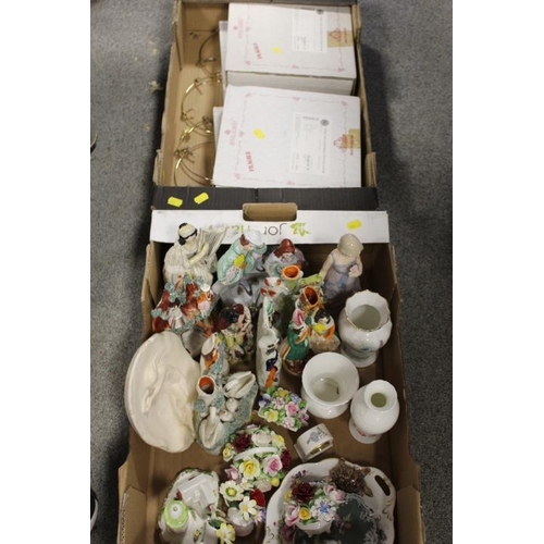 197 - A TRAY OF ASSORTED CERAMICS TOGETHER WITH A TRAY OF COLLECTOR PLATES ETC