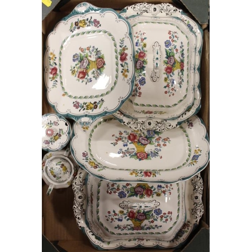 222 - FOUR TRAYS OF SPODE AVONDALE PATTERN DINNERWARE ETC