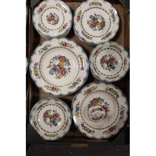 222 - FOUR TRAYS OF SPODE AVONDALE PATTERN DINNERWARE ETC