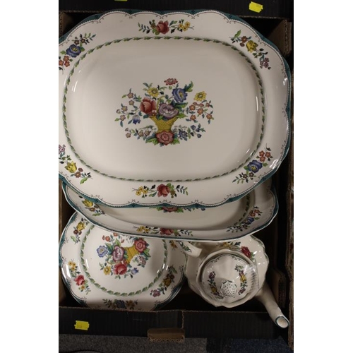 222 - FOUR TRAYS OF SPODE AVONDALE PATTERN DINNERWARE ETC