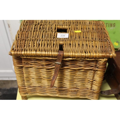 239 - A SMALL VINTAGE FISHING BASKET