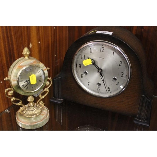 260 - A VINTAGE SMITHS MANTLE CLOCK TOGETHER WITH AN ONYX STYLE CLOCK