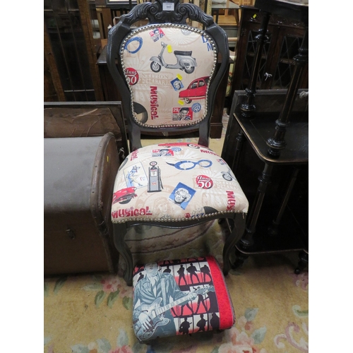 940 - AN ELVIS THEMED CHAIR & STOOL