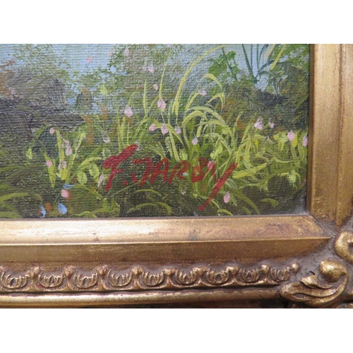 27 - A GILT FRAMED OIL ON CANVAS OF A RIVERSIDE WATERMILL SIGNED LOWER RIGHT 