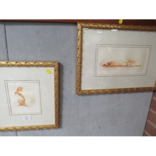 31 - TWO GILT FRAMED AND GLAZED NUDE STUDIES