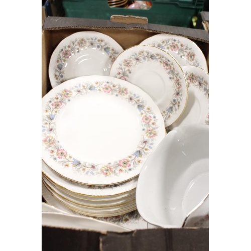 109 - THREE TRAYS OF CERAMICS TO INCLUDE ROYAL DOULTON VOGUE