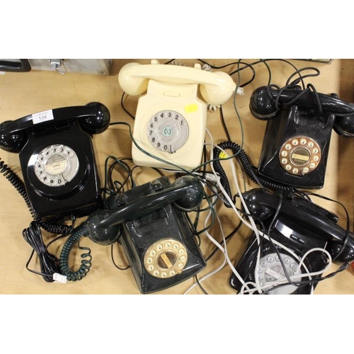 134 - FIVE ASSORTED VINTAGE TELEPHONES