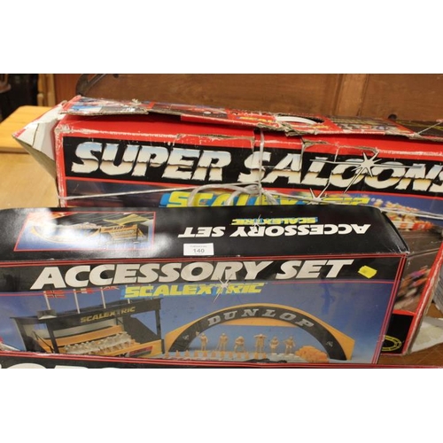 140 - A BOXED SCALEXTRIC SUPER SALOONS TOGETHER WITH A BOXED ACCESSORIES SET  BOTH UNCHECKED