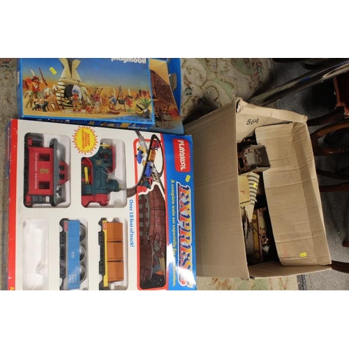 144 - A QUANTITY OF PLAYMOBIL WILD WEST TOYS AND A PLAYSKOOL EXPRESS TRAIN (UNCHECKED)