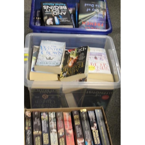 170 - THREE TRAYS OF BOOKS TO INCLUDE PHILIPPA  GREGORY NOVELS