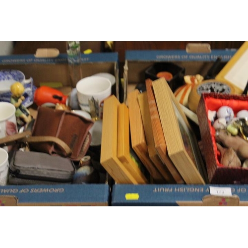 173 - TWO TRAYS OF ASSORTED CERAMICS AND SUNDRIES