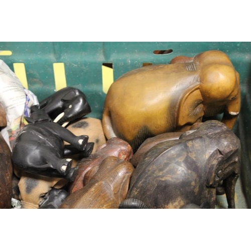 176 - A TRAY OF MOSTLY TREEN ELEPHANTS ETC