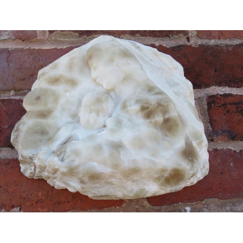 256 - AN ALABASTER MADONNA AND CHILD WALL HANGING SCULPTURE