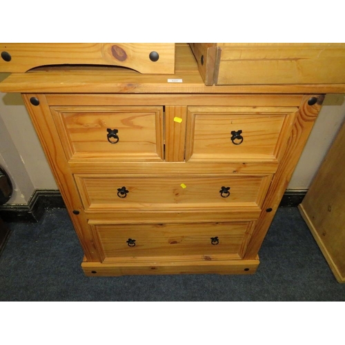 823 - A COLONIAL STYLE FOUR DRAWER CHEST WITH A PAIR OF BEDSIDE CHESTS (3)