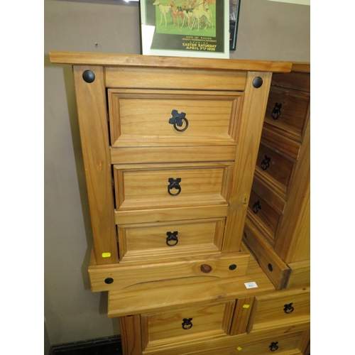 823 - A COLONIAL STYLE FOUR DRAWER CHEST WITH A PAIR OF BEDSIDE CHESTS (3)