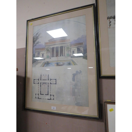 824 - A PAIR OF FRAMED AND GLAZED ARCHITECTURAL PRINTS & 'THE BRITISH ARMY' PRINT (3)