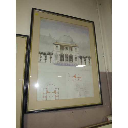 824 - A PAIR OF FRAMED AND GLAZED ARCHITECTURAL PRINTS & 'THE BRITISH ARMY' PRINT (3)