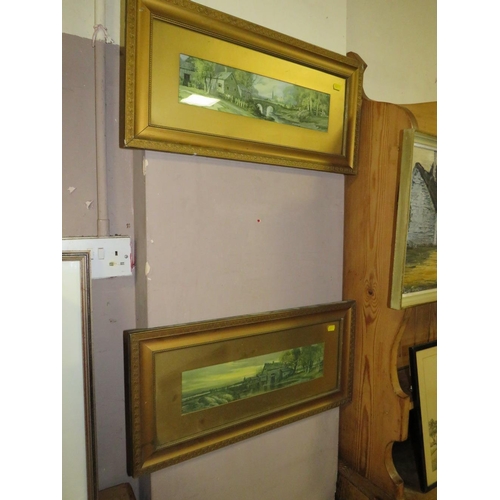 827 - A NAIVE OIL ON BOARD BY LING THATCHER PLUS A PAIR OF PRINTS AND TWO STAFFORD PICTURES (5)