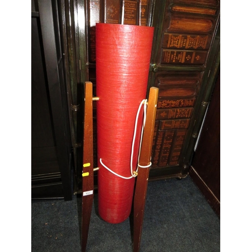 833 - A RETRO RED TEAK ROCKET LAMP - H 106 cm