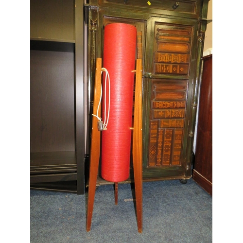 833 - A RETRO RED TEAK ROCKET LAMP - H 106 cm