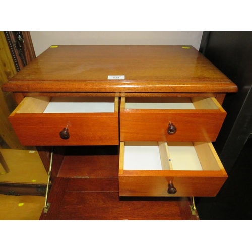 834 - A VINTAGE MAHOGANY WRITING DESK / CHEST - H 124 cm, W 53 cm